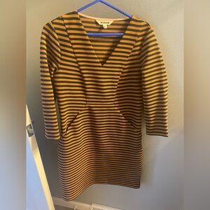 Boden Black and Tan Striped Dress